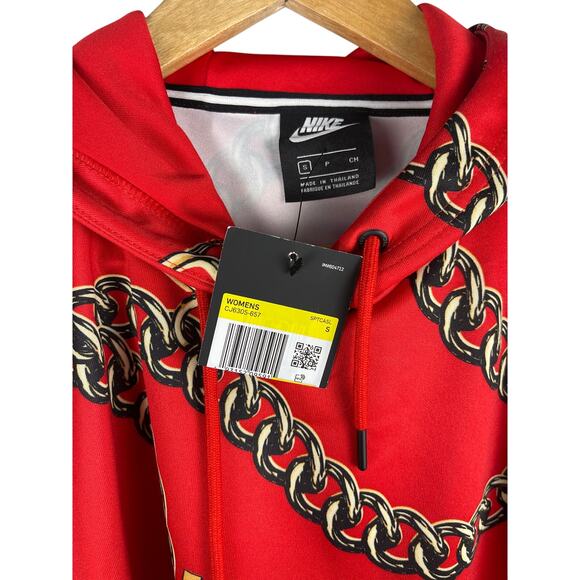 Nike Sportswear Icon Clash Womens Cropped Hoodie Loose Fit‎ Red Chain Size Small - Picture 9 of 10